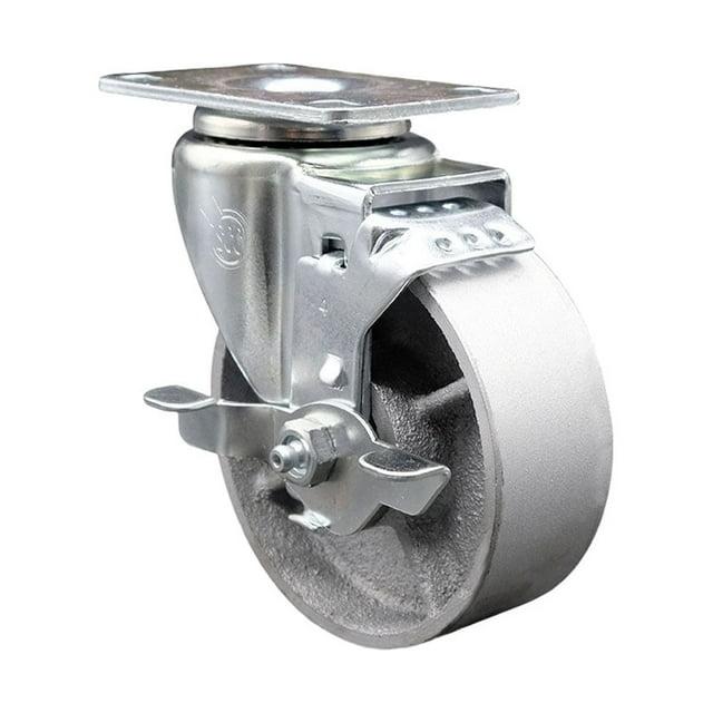 Service Caster Semi Steel Cast Iron Wheel Swivel Top Plate Caster with Brake