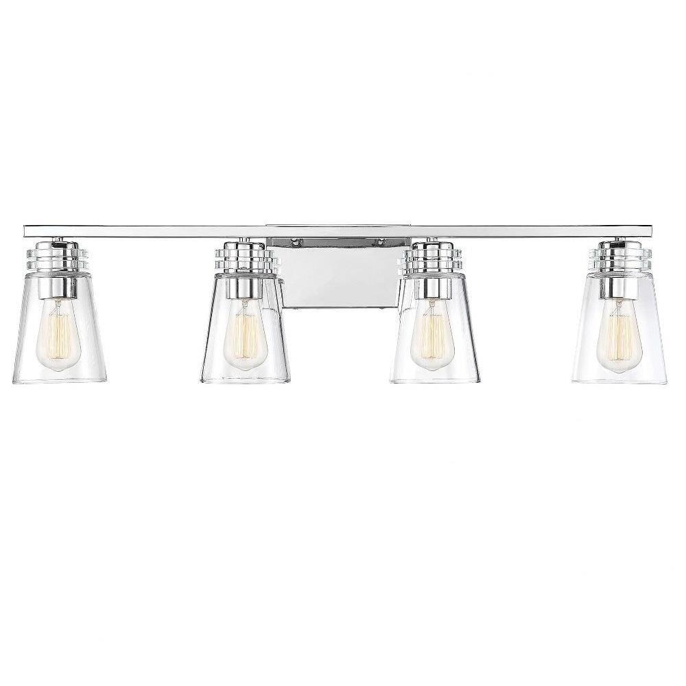 Brannon 4-Light Polished Nickel Vanity Fixture with Clear Glass Shades