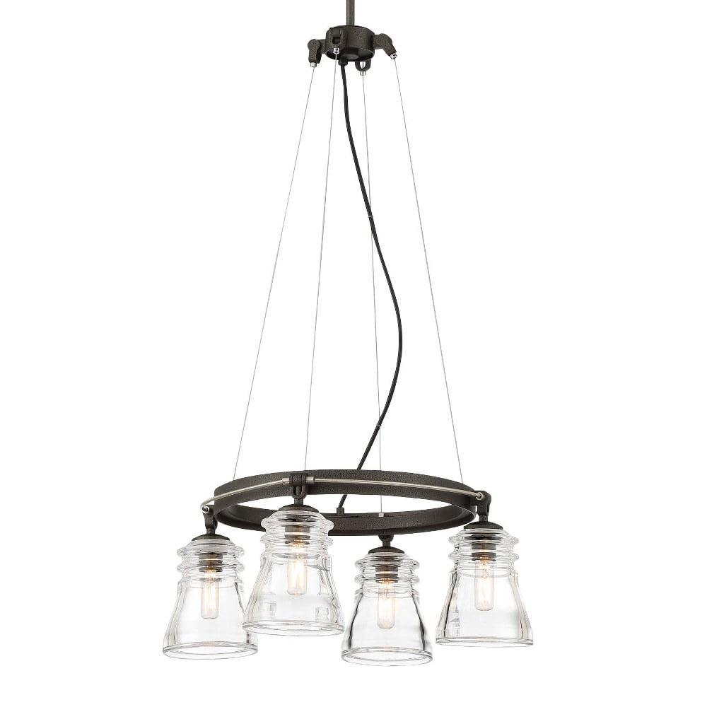 Graham Avenue Smoked Iron & Brushed Nickel 4-Light Chandelier