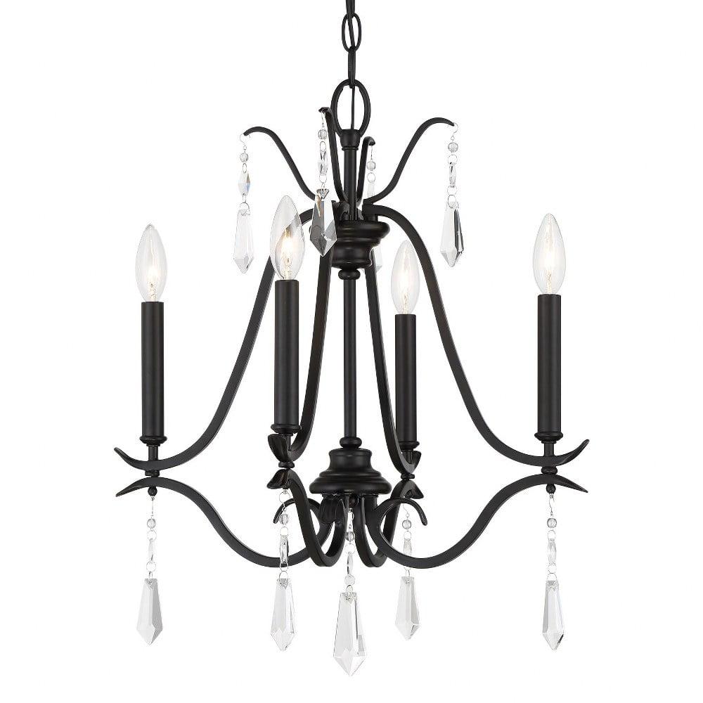 Mini Laurel Estate 4-Light Coal Finish Crystal Chandelier