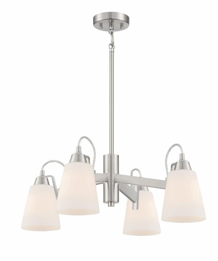 Elegant Etched Opal Glass Chandelier in Brushed Nickel Finish