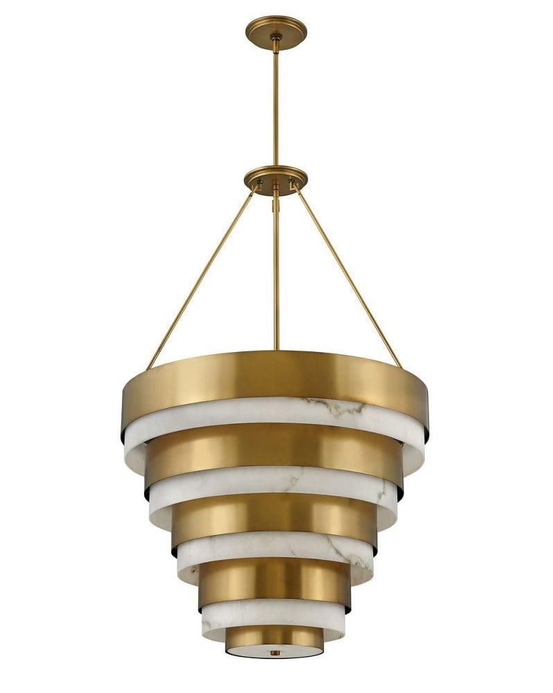 Echelon Heritage Brass 8-Light Tiered Chandelier with Faux Alabaster Glass