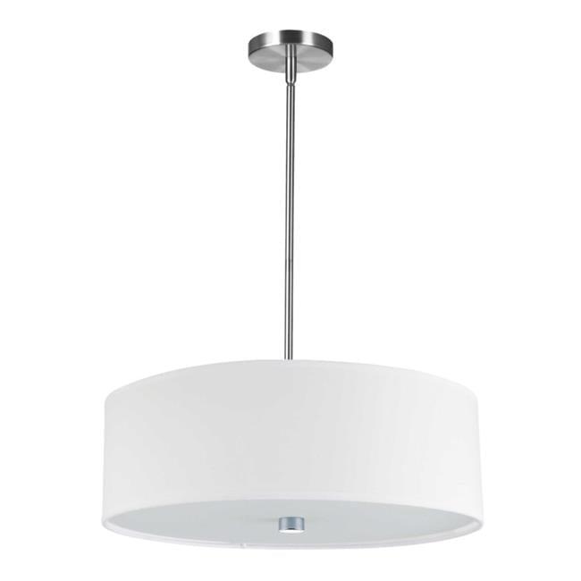 4 Light Everly Incandescent Pendant, Satin Chrome with White Shade