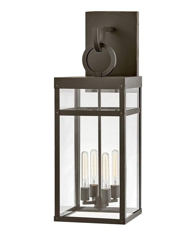 Oil Rubbed Bronze 4-Light Outdoor Wall Lantern with Clear Glass