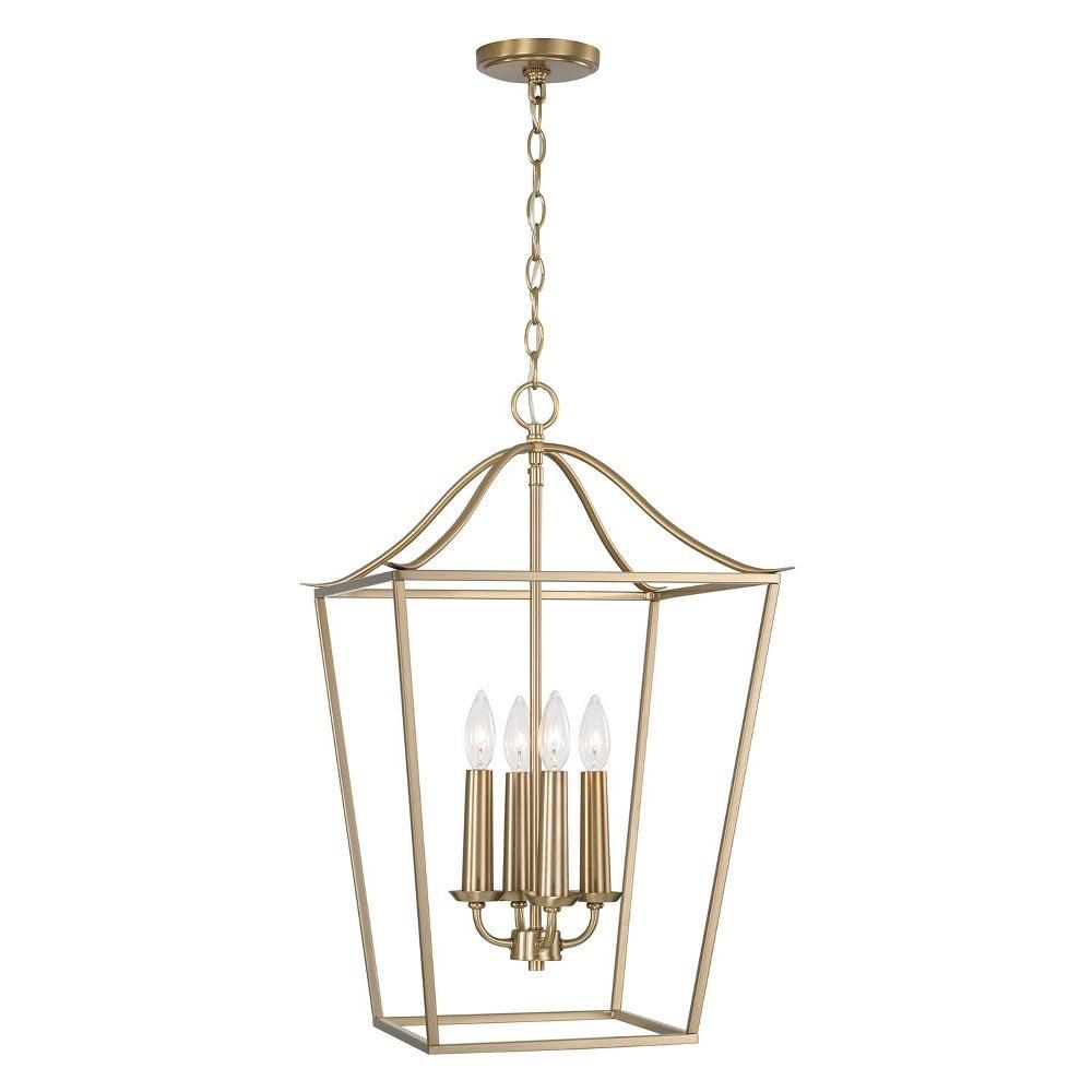 Matte Brass 4-Light Open-Air Chandelier with Tapered Silhouette