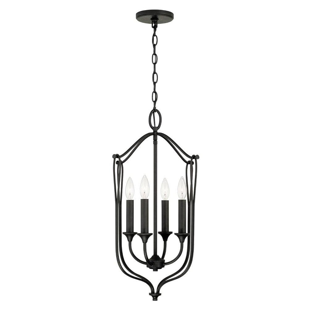 Bentley Black Iron 4-Light Pendant with Artistic Loops