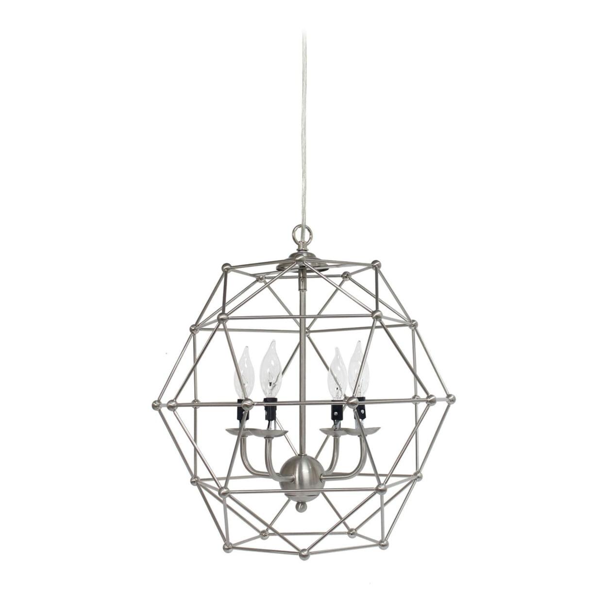 Geometric Brushed Nickel 18" Polyhedron Pendant Light