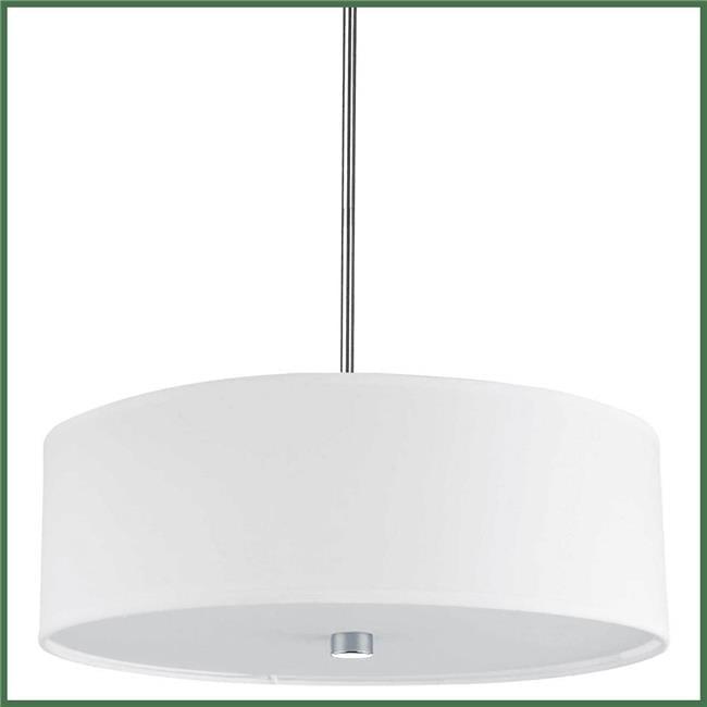 4 Light Everly Incandescent Pendant, Satin Chrome with White Shade