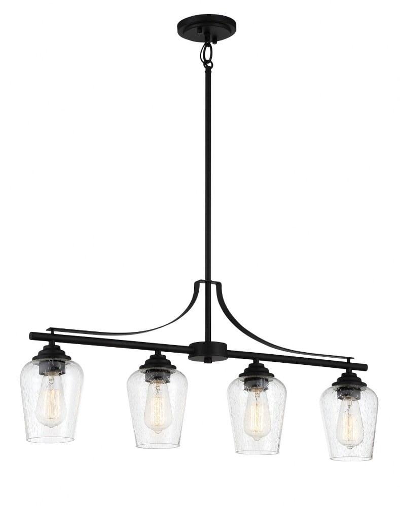 Shyloh Coal Finish Clear Seeded Glass 4-Light Linear Pendant