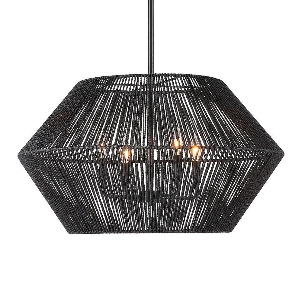 Gana 4 Light Rattan Steel Pendant