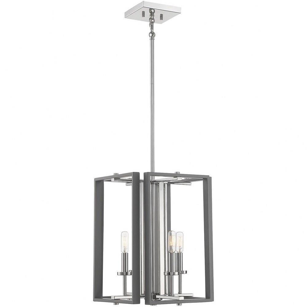 Champlin 4-Light Gray and Polished Nickel Pendant