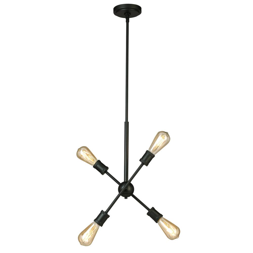 4 Light Pendant by Eglo 203945A in Black Finish