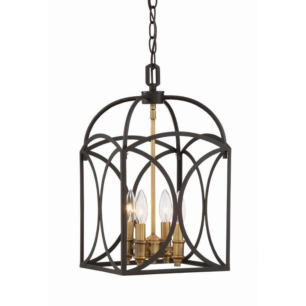 Talbot 18" English Bronze and Warm Brass 4-Light Pendant