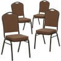 Elegant Crown Back Gold Vein Metal Side Chair in Coffee Fabric