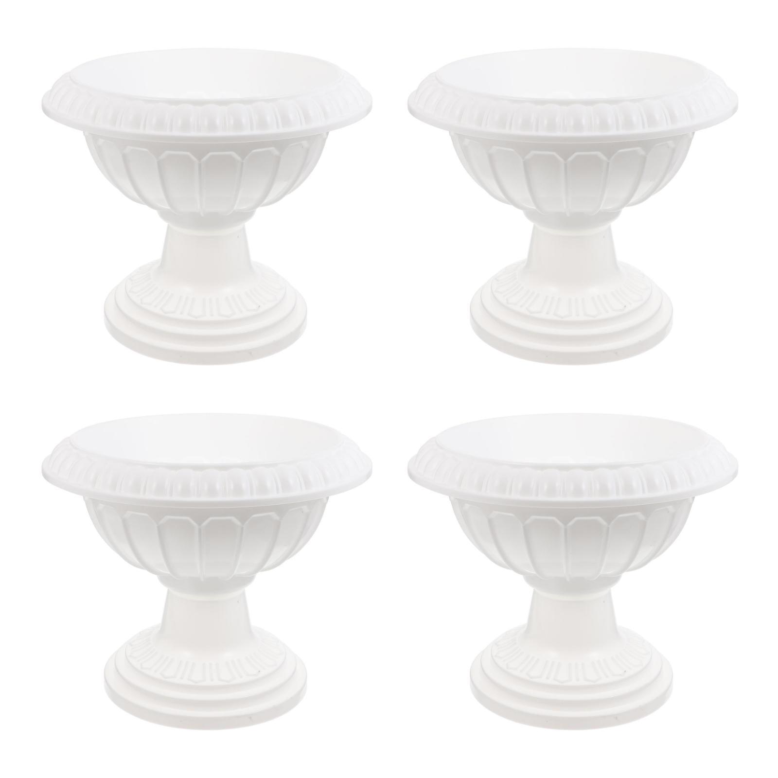unbranded 4 pcs Wedding Flower Trumpet Vase Tall Flower Stand Elegant Road Front Door Flowerpots Container for Balcony Flower Arrangement White