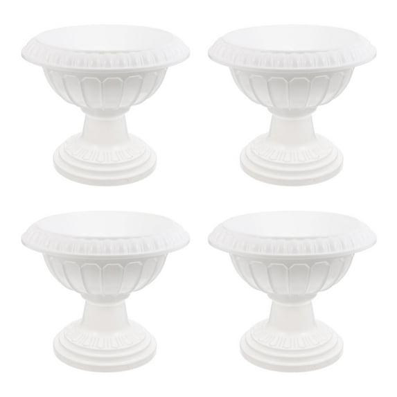 unbranded 4 pcs Wedding Flower Trumpet Vase Tall Flower Stand Elegant Road Front Door Flowerpots Container for Balcony Flower Arrangement White