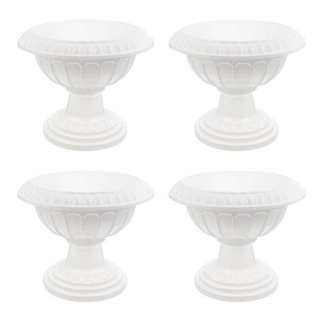 unbranded 4 pcs Wedding Flower Trumpet Vase Tall Flower Stand Elegant Road Front Door Flowerpots Container for Balcony Flower Arrangement White