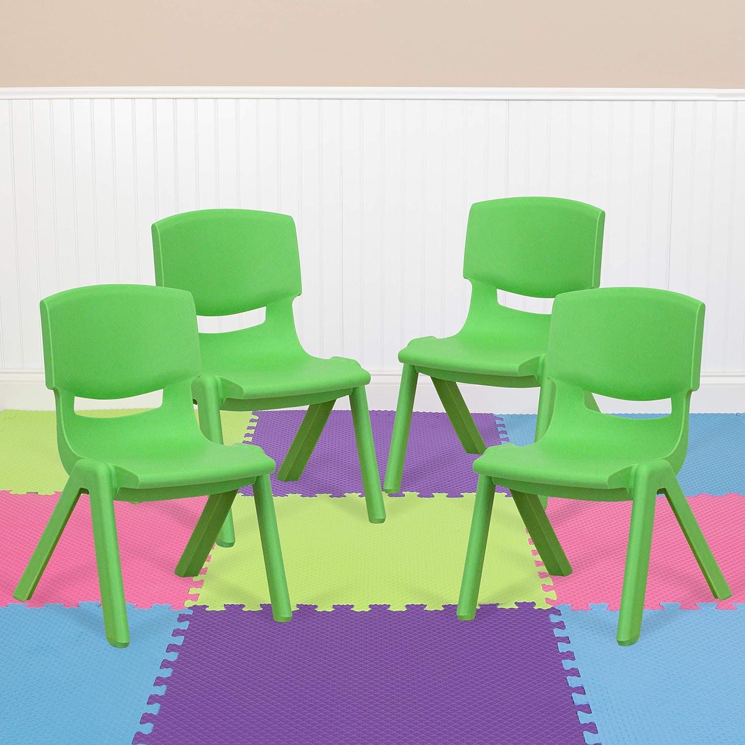 Lively Green Stackable Plastic Preschool Chair, 44"x13"x17"