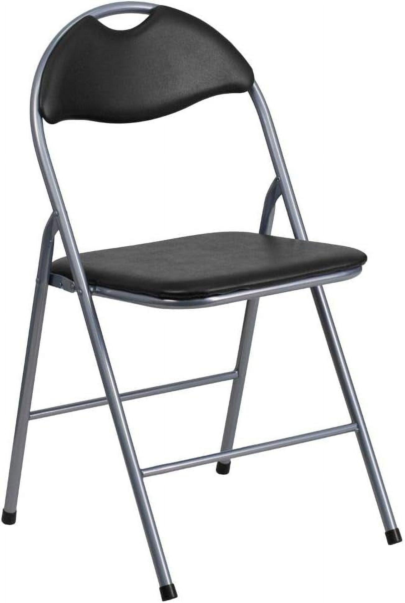 Hercules Series Sleek Black Vinyl & Metal Folding Chair Set with Carrying Handle