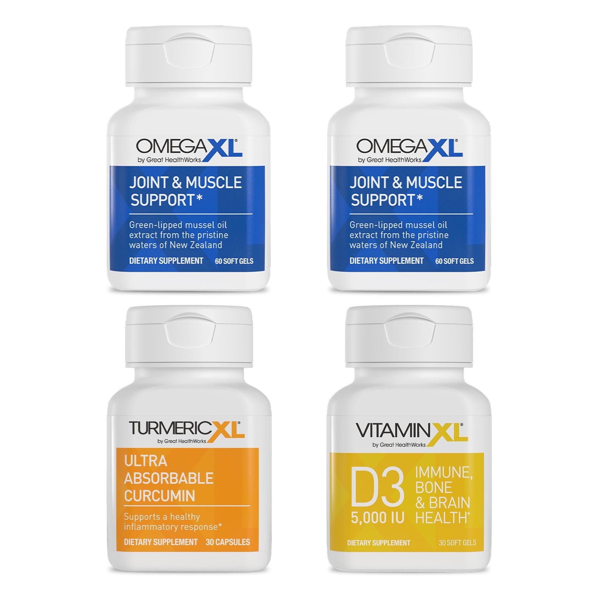 4 Pack Immune Supporting Bundle - (2) OmegaXL 60 Count + TurmericXL + VitaminXL D3 - to Support Optimal Immune Health
