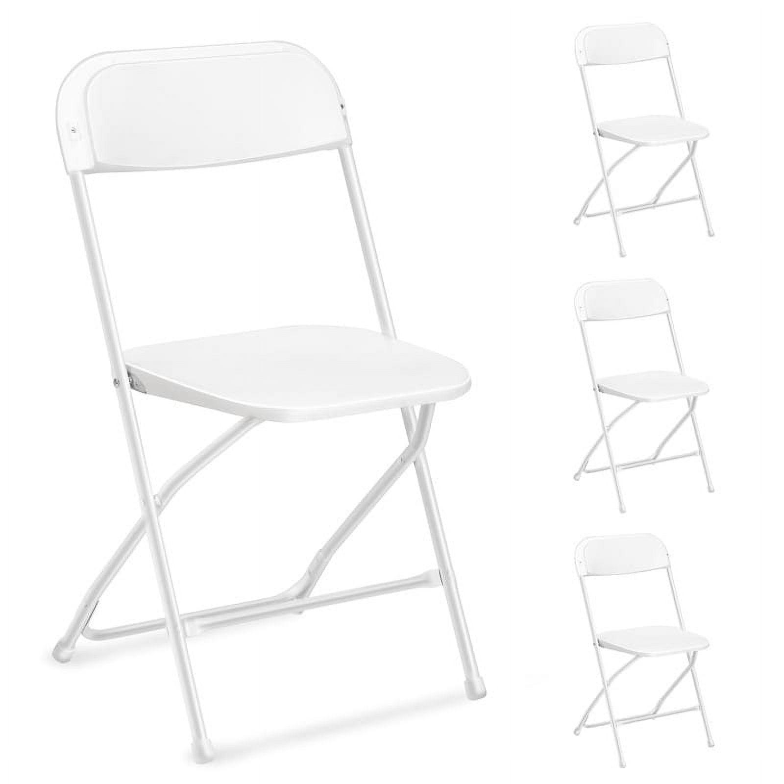 Sweetcrispy 4-Pack Sturdy Metal & Plastic Folding Chairs, Hold Up to 330 Pounds - White