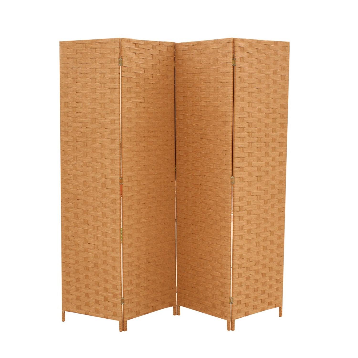 FDW Room Divider Wall Divider Wood Screen Wood Mesh Hand-Woven Design Room Screen Divider Indoor Folding Portable Partition Screen