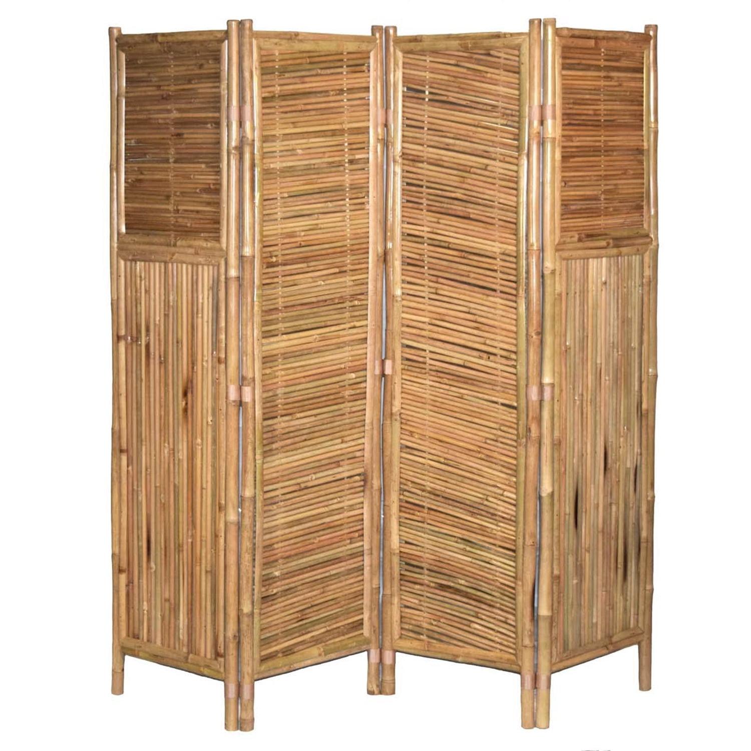 Natural Bamboo 4-Panel Folding Privacy Screen