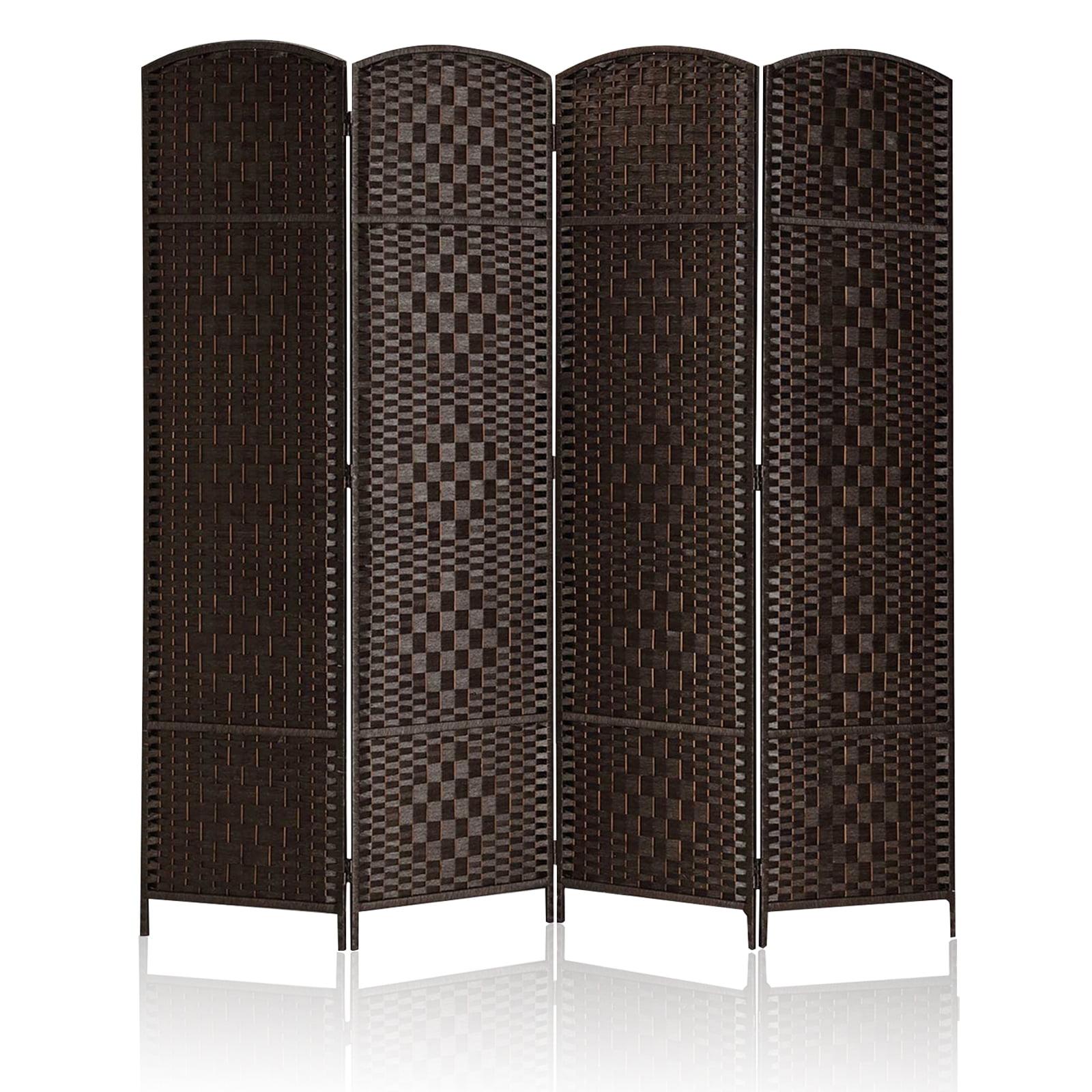 FDW 4 Panel Folding Privacy Room Divider Screen, 70" Tall, Brown