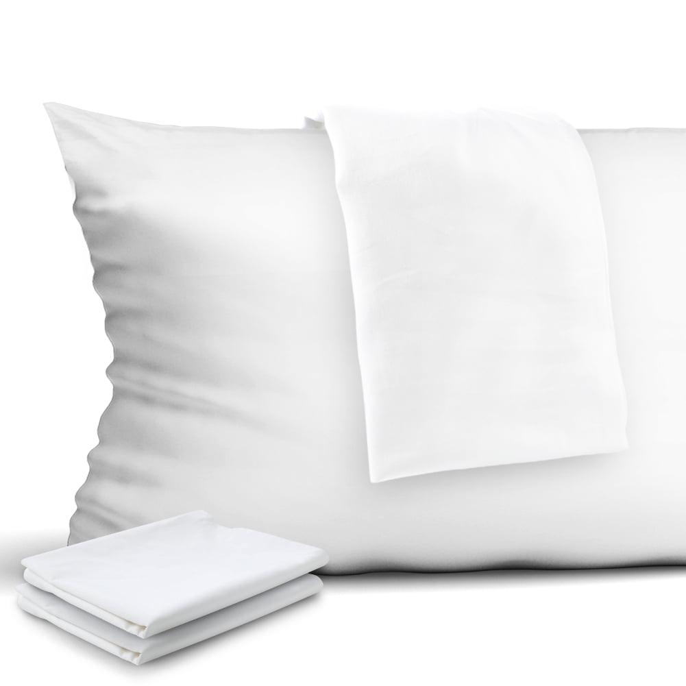 4 Pcs Pillowcases, 400 Thread Count Cotton Pillow Cover with Hidden Zipper Pillow Case, White Queen