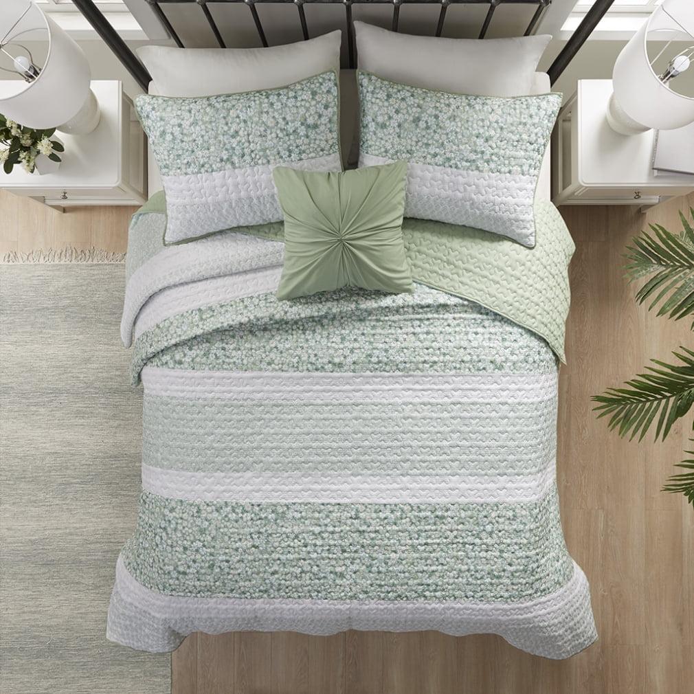 4 Piece Seersucker Coverlet Set with Throw Pillow