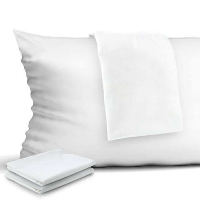 4 Pcs Pillowcases, 400 Thread Count Cotton Pillow Cover with Hidden Zipper Pillow Case, White Queen
