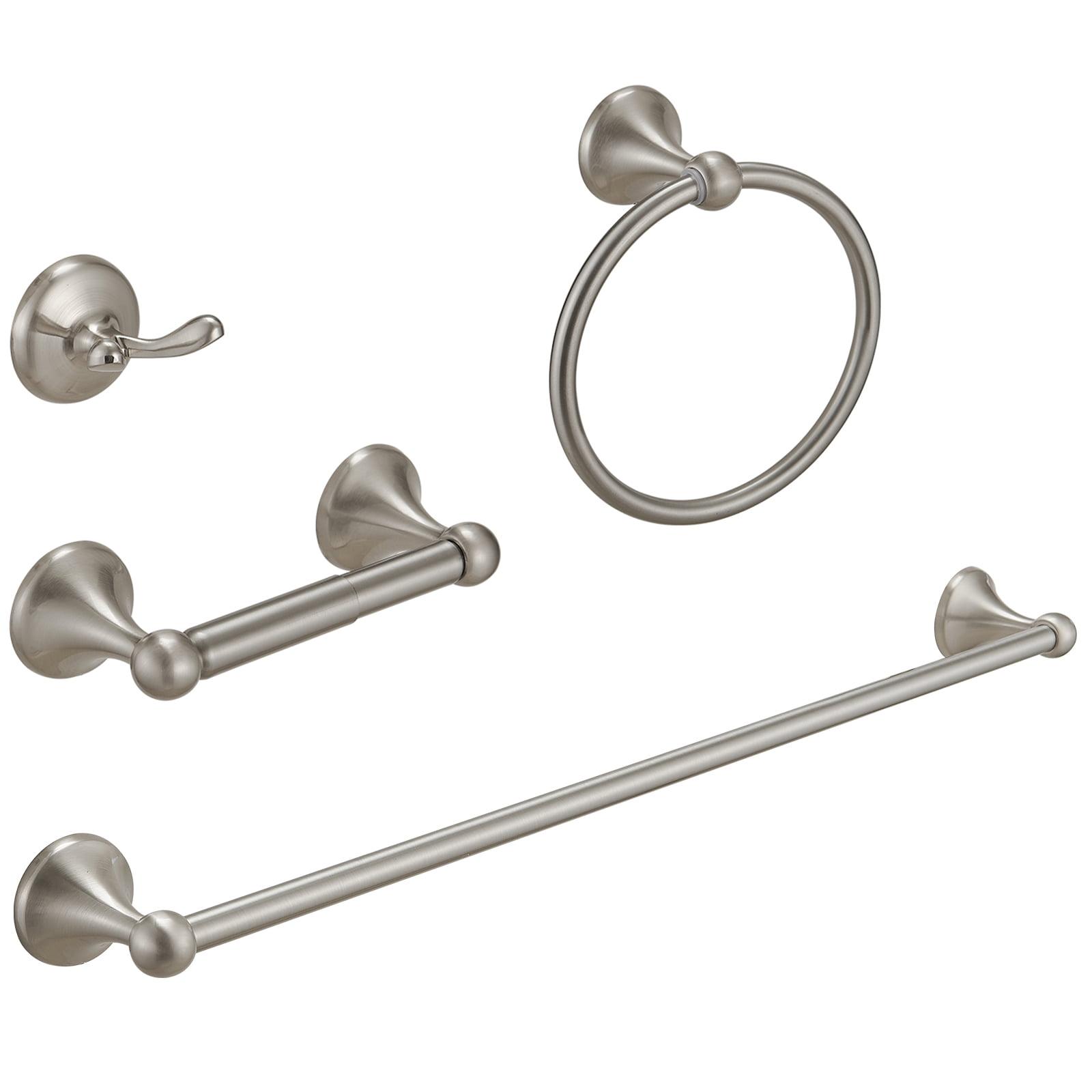 BWE 5-Piece Bath Hardware Sets with 2-Towel Bars/Racks, Towel/Roe Hook, Toilet Paper Holder