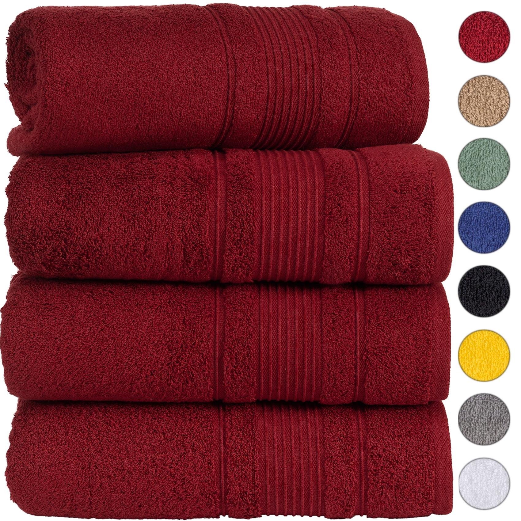 4-Piece Bath Towels Set for Bathroom, Spa & Hotel Quality | 100% Cotton Turkish Towels | Absorbent, Soft, and Eco-Friendly (Burgundy)