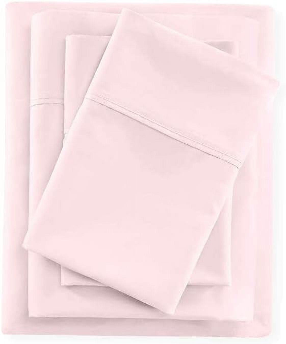 4 Piece Bed Sheet Set, 100% Egyptian Cotton 400 Thread Count, Queen Size 12 Inch Deep Pocket of Cotton Sheets - Pink Solid.