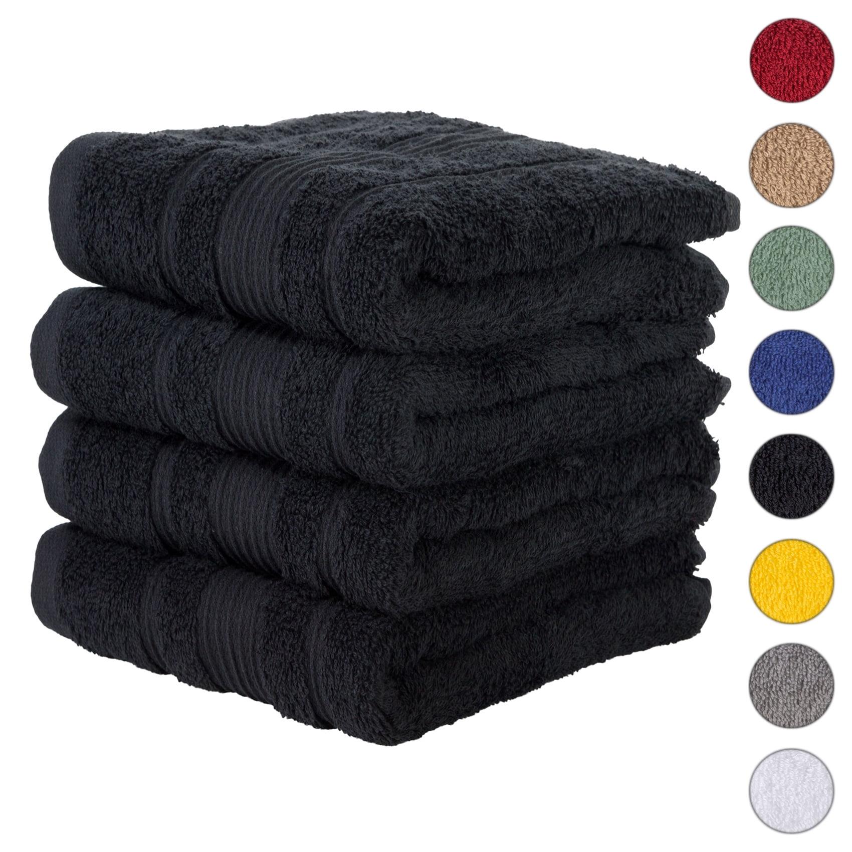 Black Turkish Cotton 4-Piece Hand Towel Set