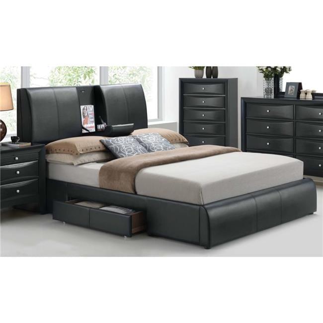 Acme Furniture King Kofi Bed Black Synthetic Leather