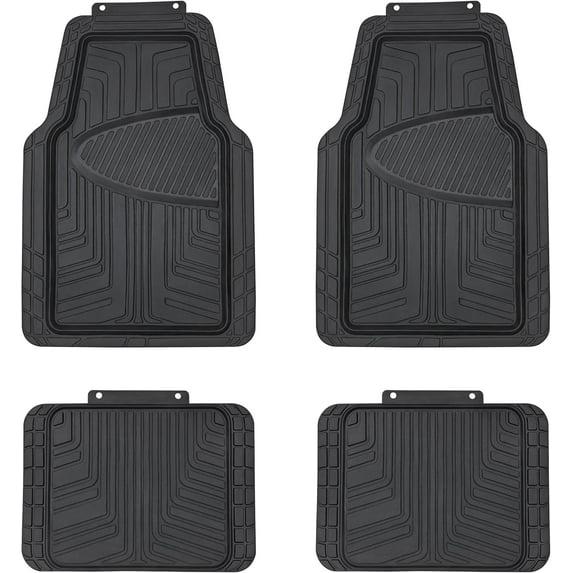 4-Piece Premium Rubber Floor Mat for Cars, SUVs and Trucks, All Weather Protection, Universal Trim to Fit