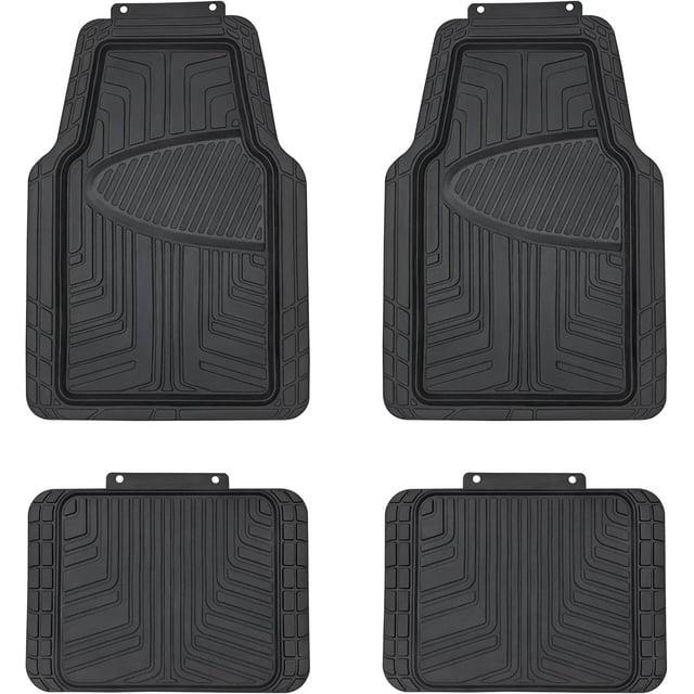 4-Piece Premium Rubber Floor Mat for Cars, SUVs and Trucks, All Weather Protection, Universal Trim to Fit