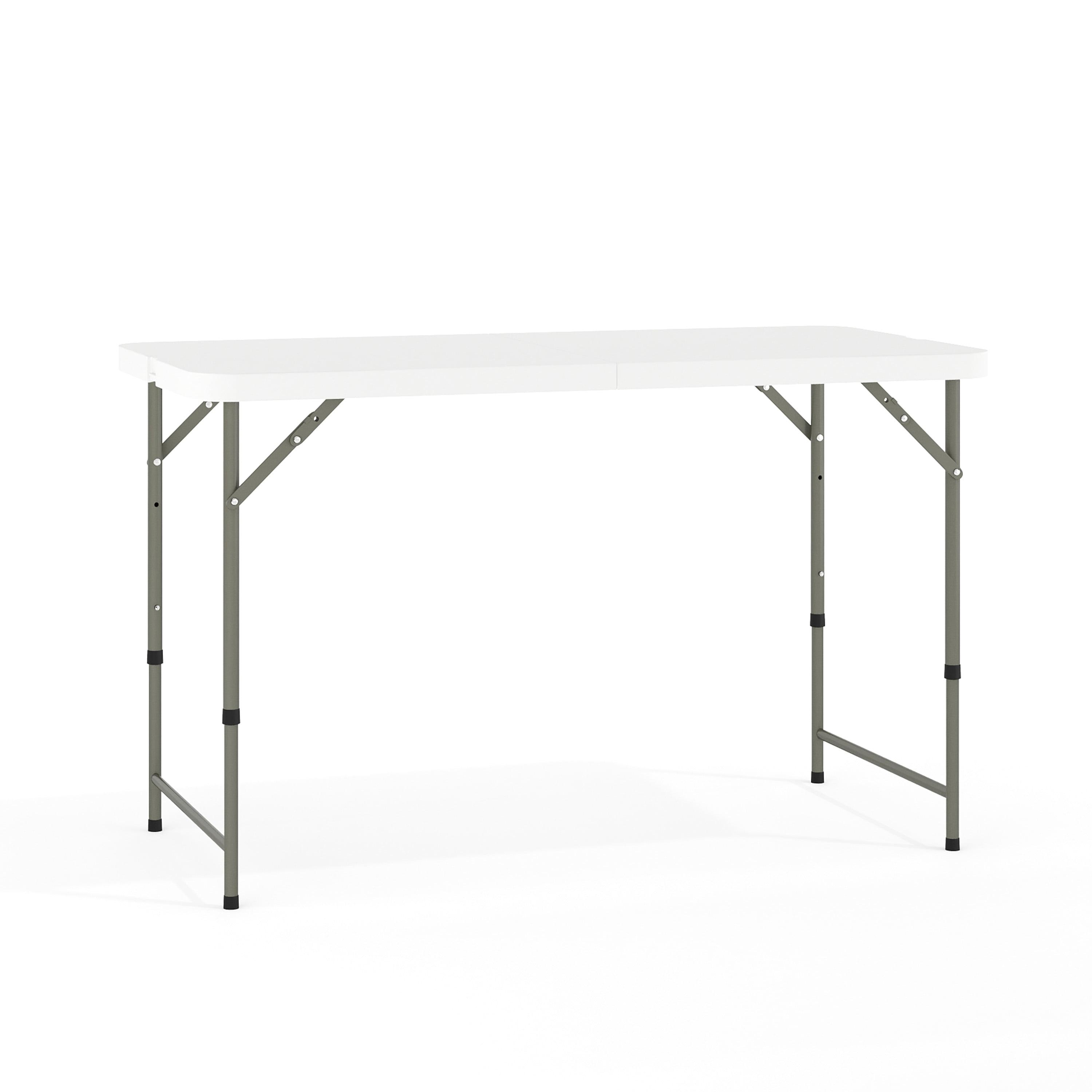 47.6" Gray Metal Adjustable Folding Table with Handle