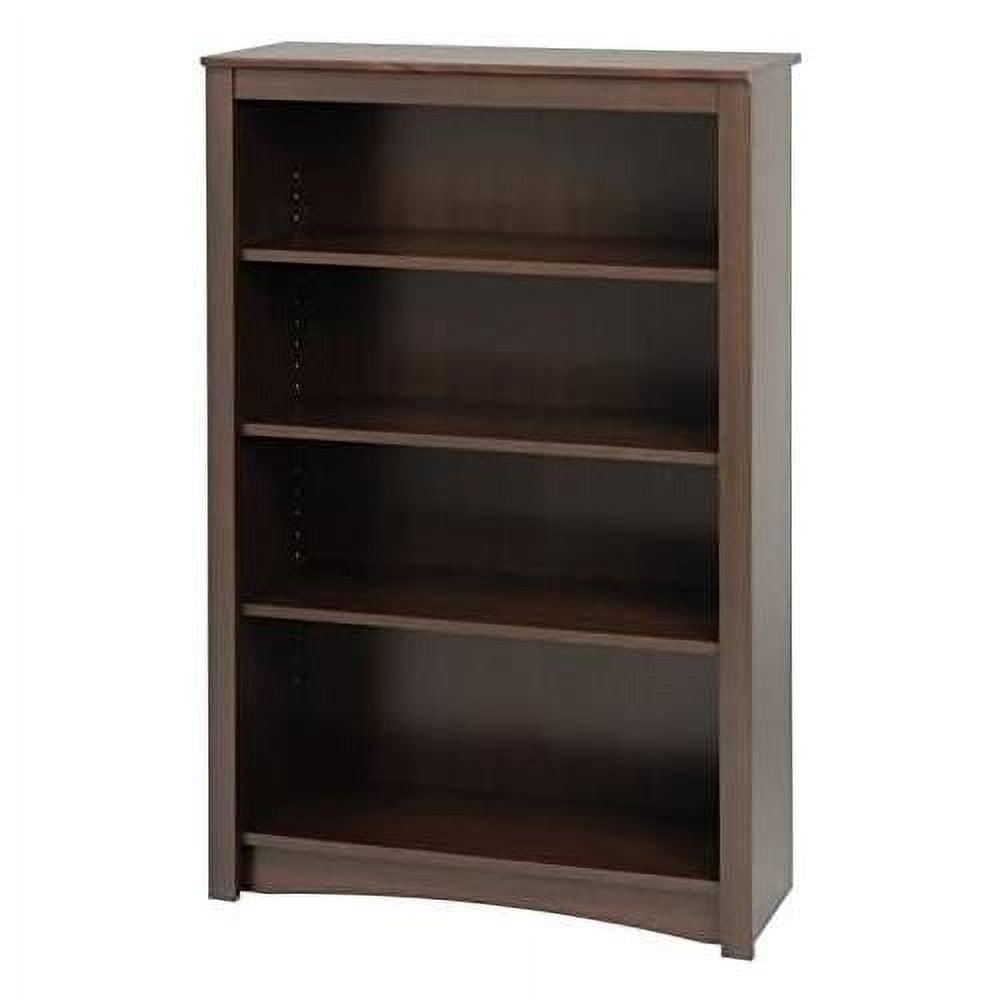 Espresso Adjustable 4-Shelf Deluxe Wood Bookcase