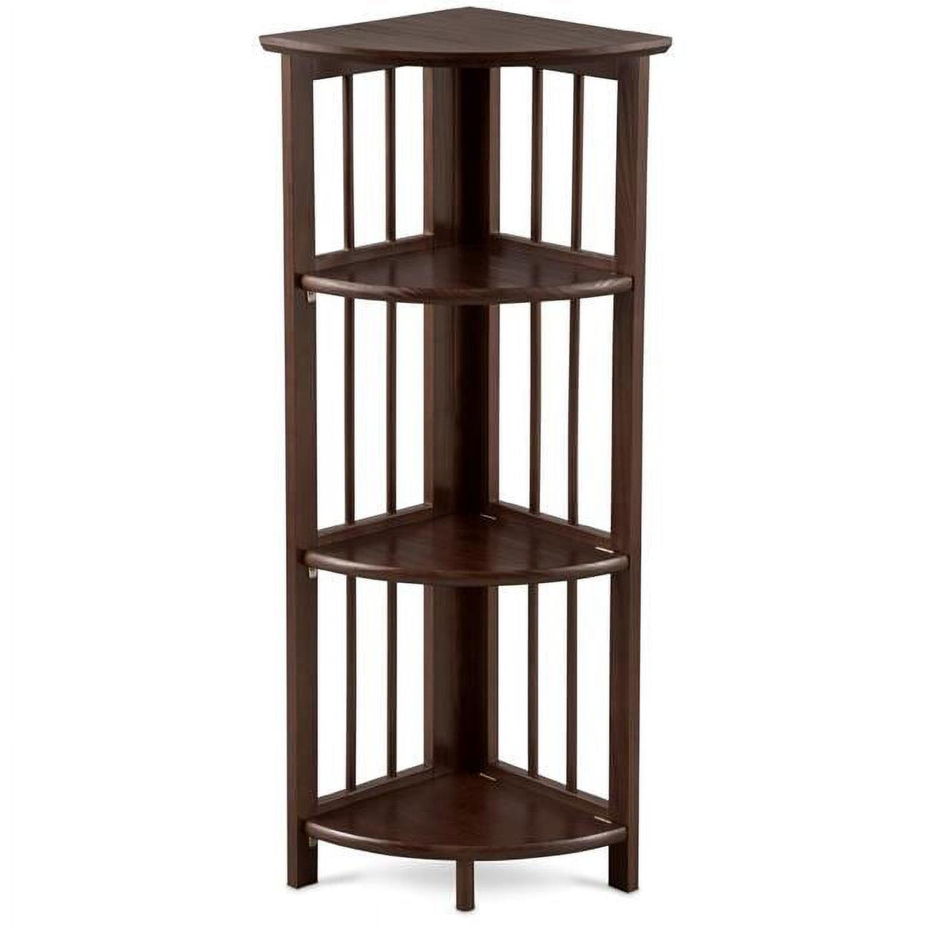 Truffle Brown Solid Wood Effortless Folding Corner Bookcase