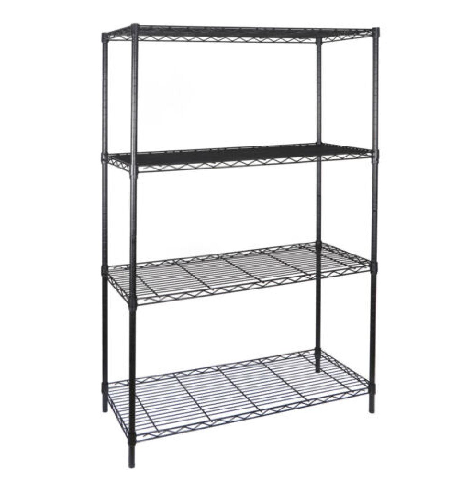 Heavy-Duty 72" Black Steel 4-Shelf Storage Unit for Garage