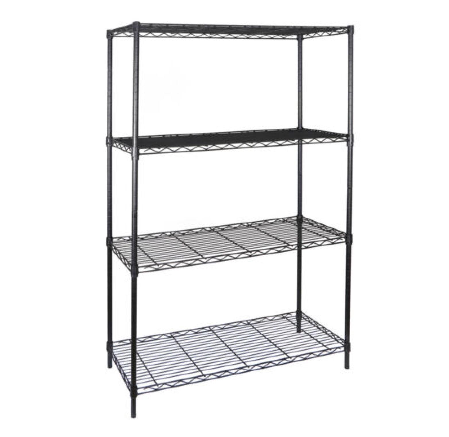 Heavy-Duty 72" Black Steel 4-Shelf Storage Unit for Garage