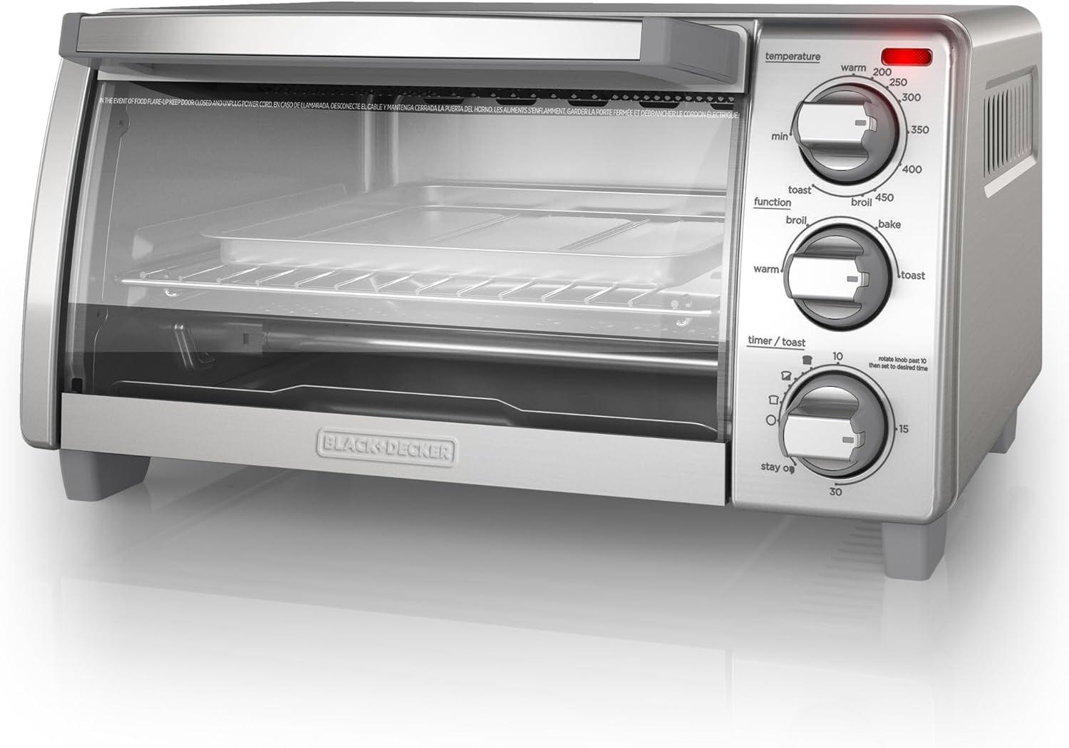 BLACK+DECKER Black+decker 4-slice Toaster Oven, 4 Cooking Functions