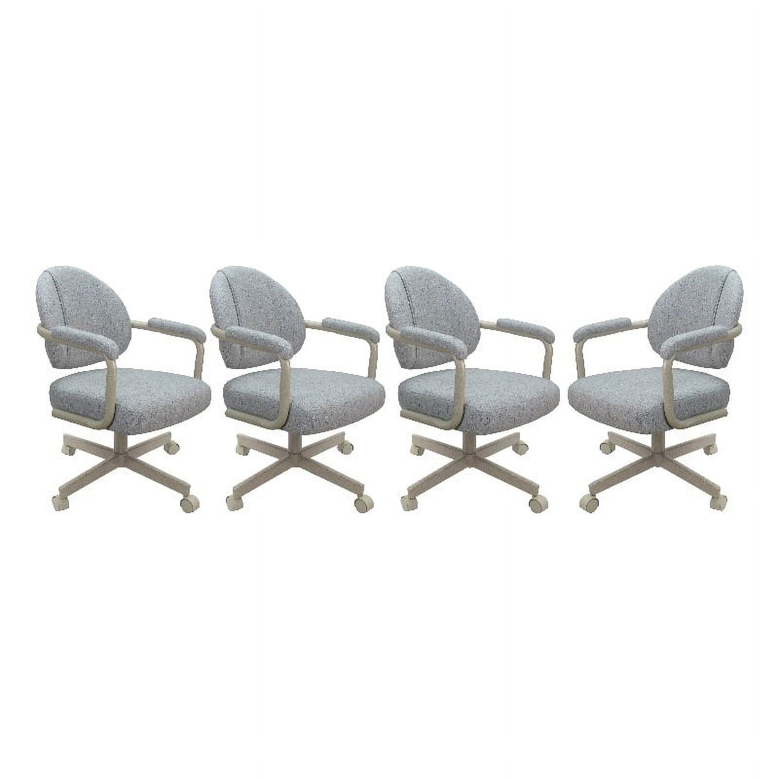 Hemsath Slate Beige Upholstered Swivel Metal Dining Chair Set of 4