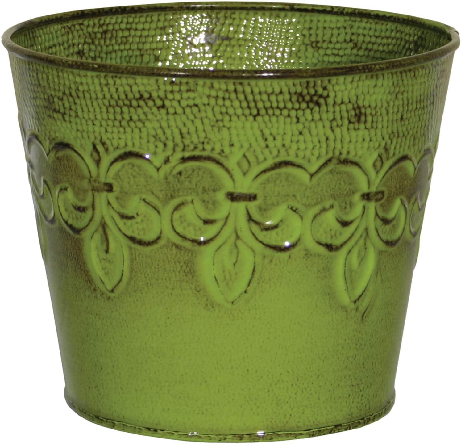 Tansy Green Fleur De Lis 4-Inch Metal Planter