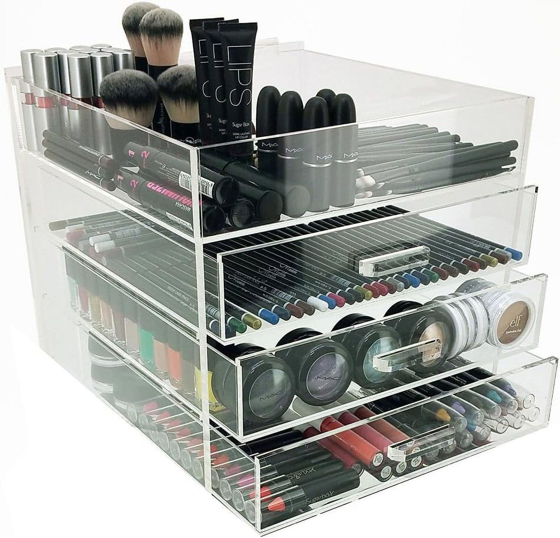 Clear Acrylic 4-Tier Cosmetic Makeup Organizer with Drawers