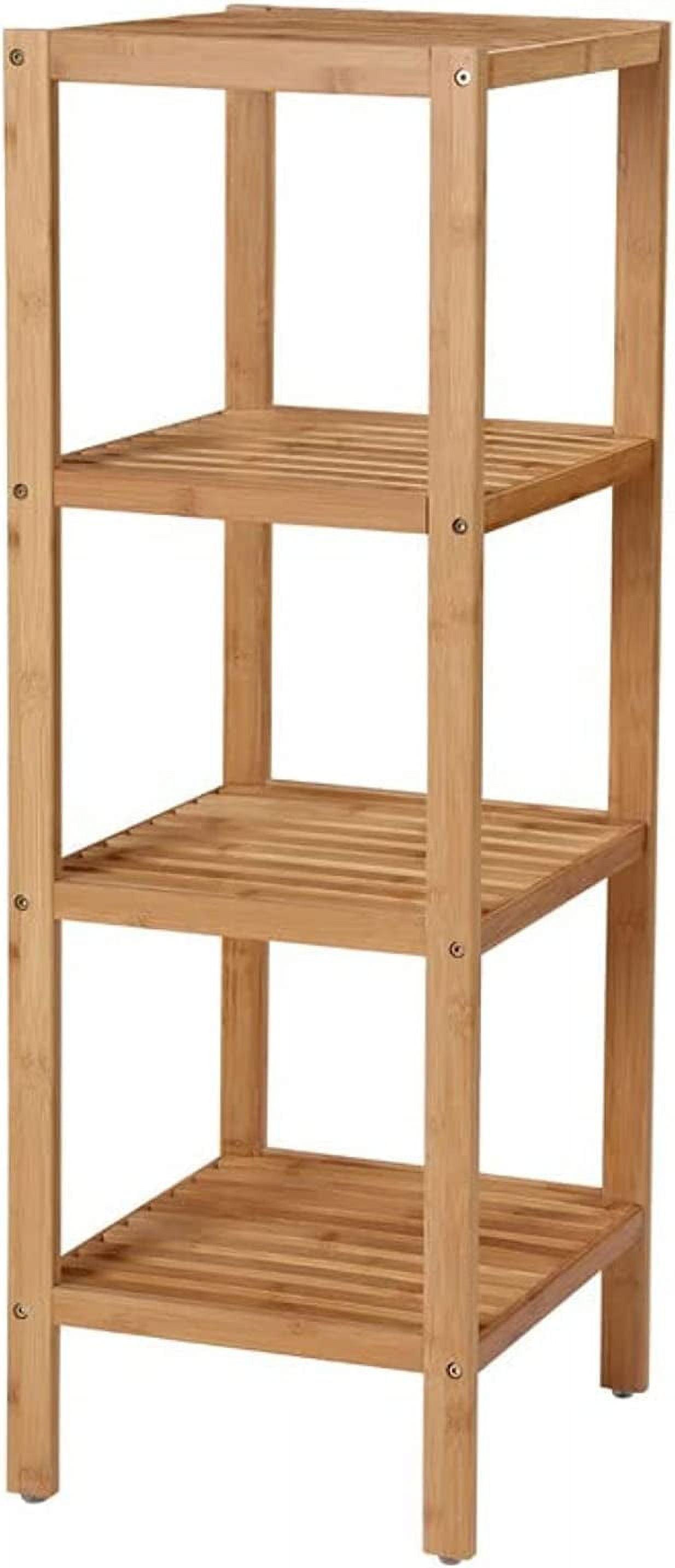 4-Tier Bamboo Bathroom Shelf, Narrow Shelving Unit, Multifunctional Storage Rack, Corner Rack, for Kitchen, Living Room, Bedroom, Entryway, Bathroom, Natural UBCB54Y