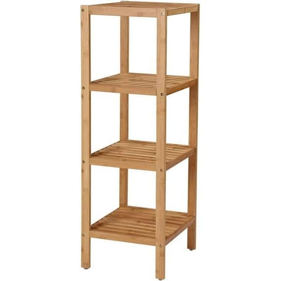4-Tier Bamboo Bathroom Shelf, Narrow Shelving Unit, Multifunctional Storage Rack, Corner Rack, for Kitchen, Living Room, Bedroom, Entryway, Bathroom, Natural UBCB54Y