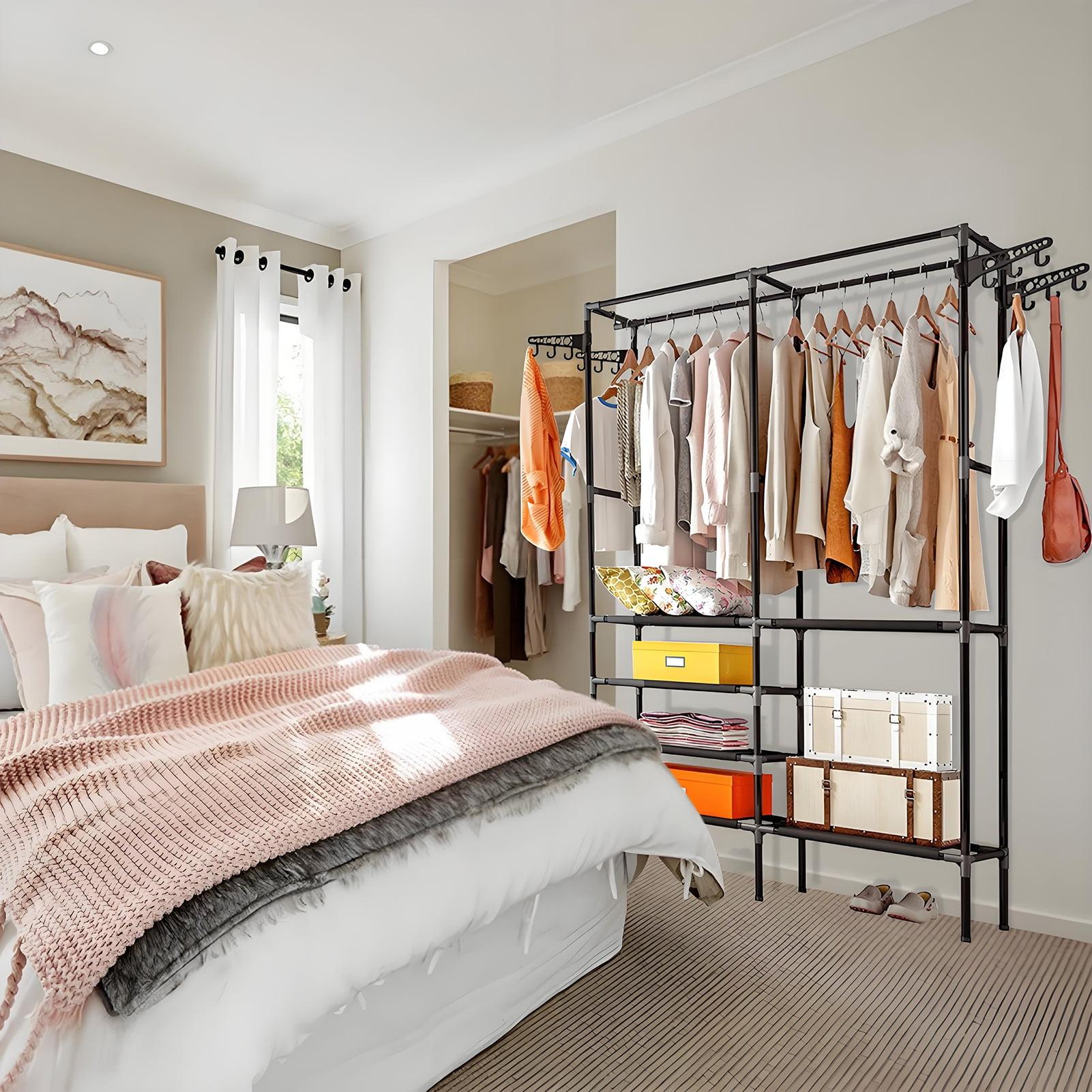 Rebrilliant 4-Tier Garment Rack,Clothes Rack with Extended Hanger,Freestanding Wardrobe Closet Clothing Rack